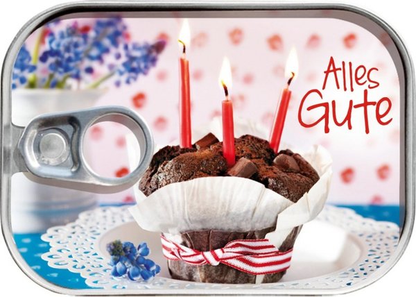 Dosenpost "Alles Gute" - Muffin mit Kerzen