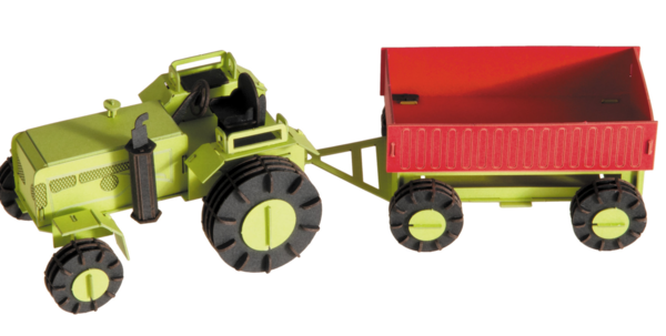Traktor mit Anhänger - 3D Papiermodell